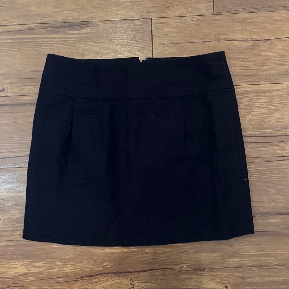 J. Crew Pleated Mini Skirt Womens Size 4 Cotton Navy Blue Cotton Textured